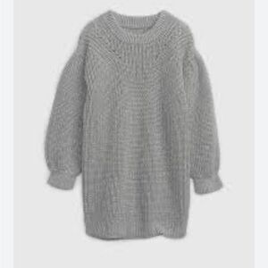 Gap Toddler Puff Sleeve Sweater Dress Pilot Grey Silver